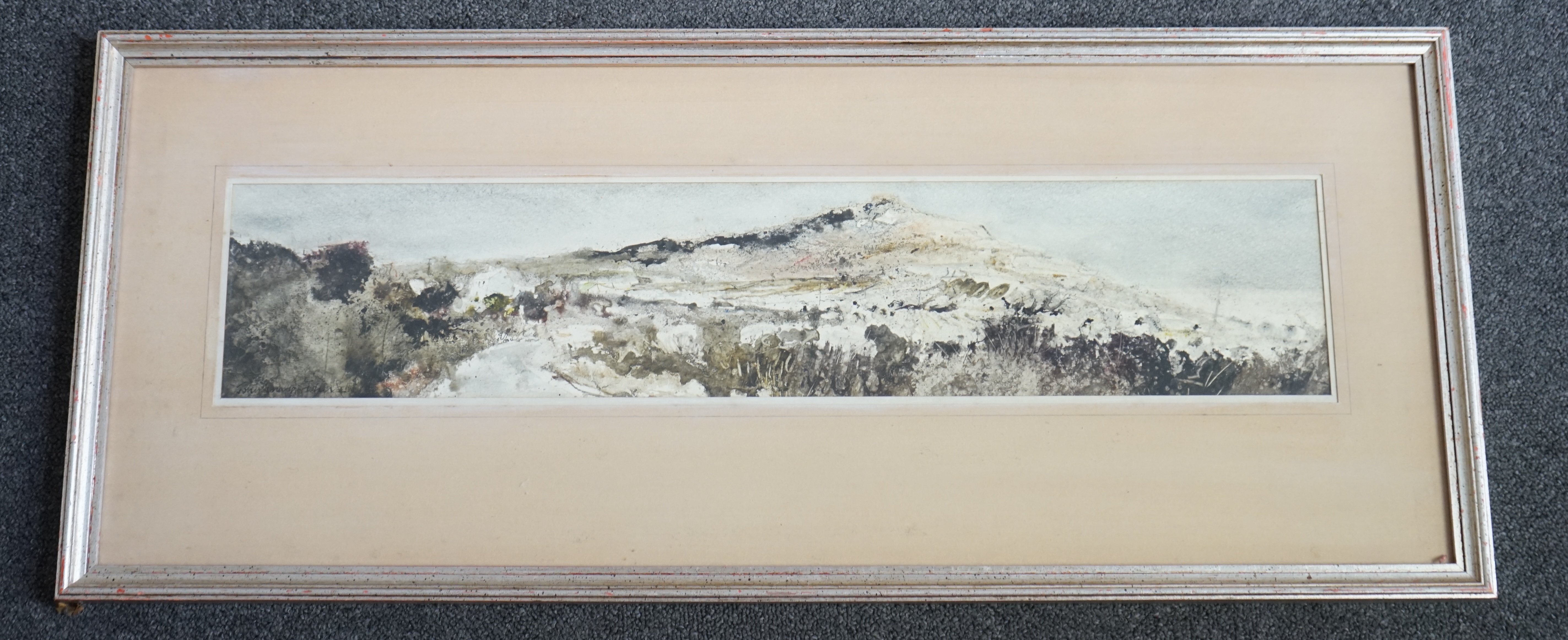 John Knapp-Fisher (British, 1931-2015), Extensive coastal landscape, ink and watercolour on paper, 14 x 65cm